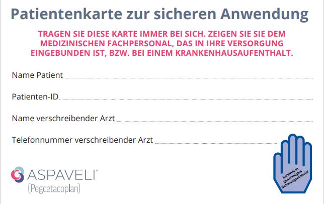 Patientenkarte zur sicheren Anwendung – Ihre Patienten-ID finden Sie auf dieser Karte